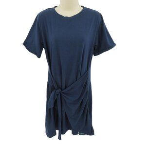 Halara Womens XL Everyday Tie Knot Ruched Mini Chill Dress Belle Solid Blue NEW